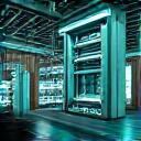 現代的な工場内部と稼働する機械