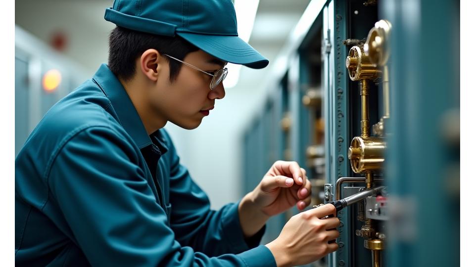 地熱システムのメンテナンスを行う技術者