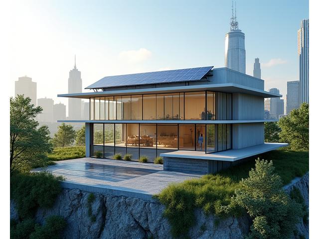 地熱と太陽光を組み合わせた都市型スパ「アクアシティスパ」の現代的な外観